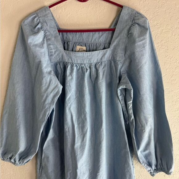 J. Crew Square Neck Chambray Smock MIDI Dress Size S - Picture 2 of 12